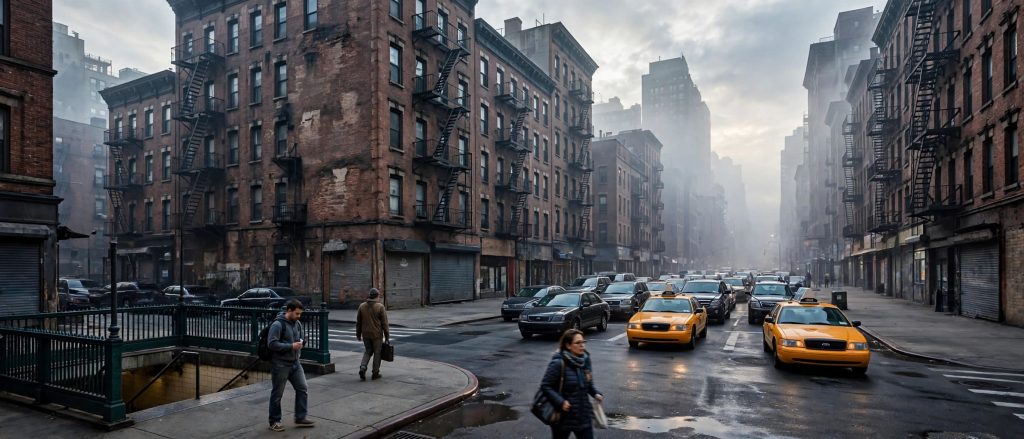 Rue emblématique de Liberty City dans Grand Theft Auto: Liberty City Stories.