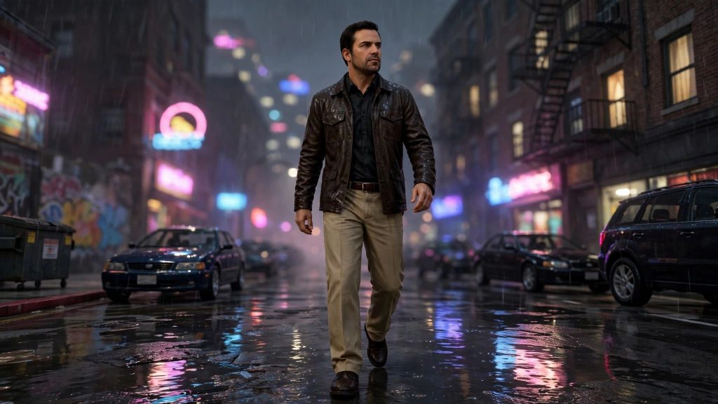 Toni Cipriani dans une rue de Liberty City dans GTA Liberty City Stories.